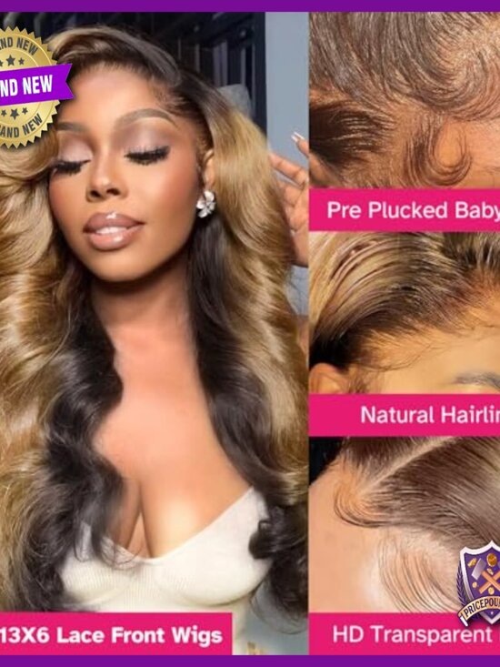 13x6 HD Lace Front Wig Human Hair 200% Density Body Wave Pre Plucked 20 Inch